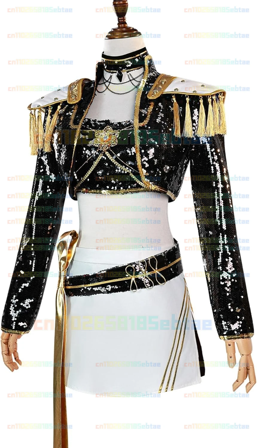 KPop Girls Demon Hunters Cosplay Rumi Zoey Mira Costume Cosplay Costume Wigs for Women Black Golden Outfit Set Halloween