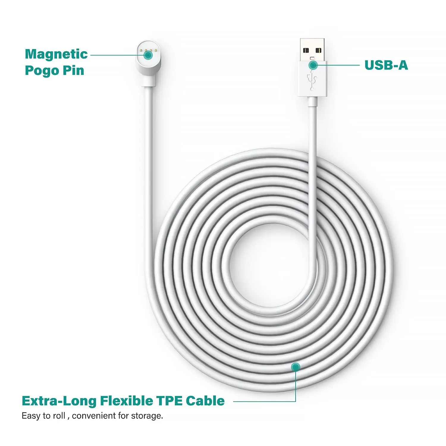 5.2M Attachable Connect Camera Charging Extension Cable Long Supply Cord For Home Surveillance Cam Stable Current Wear Resistant