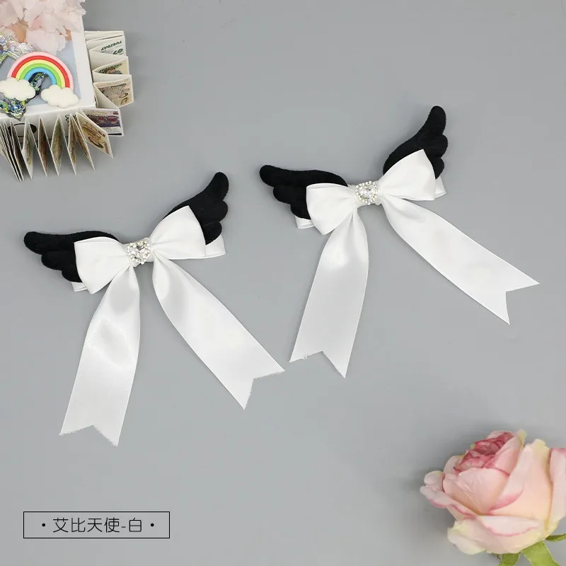 새로운 bowknot 천사 날개 귀여운 천사 날개 플러시 머리핀 소녀 헤어 클립 액세서리 바레트 헤어 그립 머리 장식 머리 장식 헤어 클립