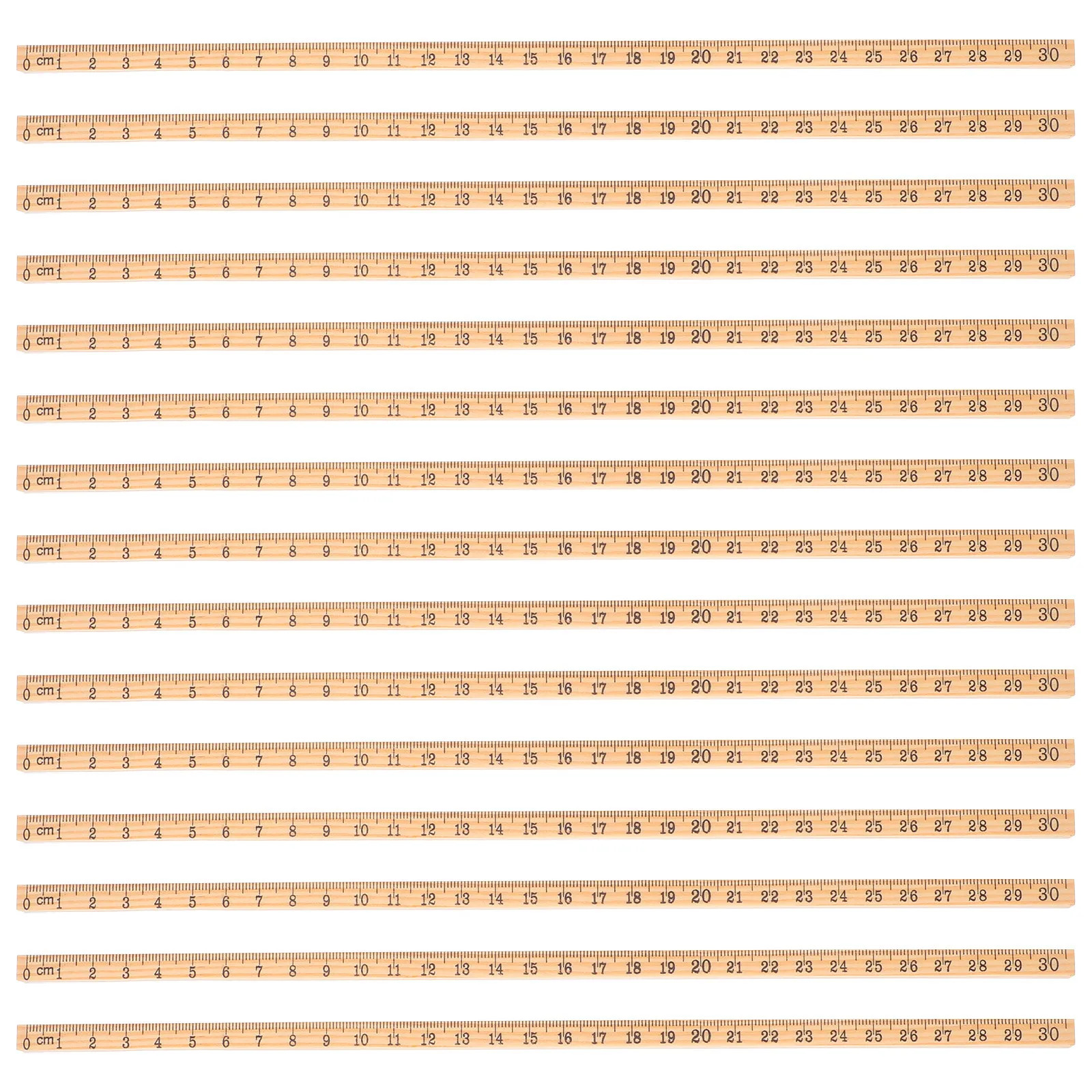 15Pcs Solid Pine Wood Ruler 30Cm Square Shape Clear Scale Measuring Tool for Office School Home Workshop Carpentry DIY Projects