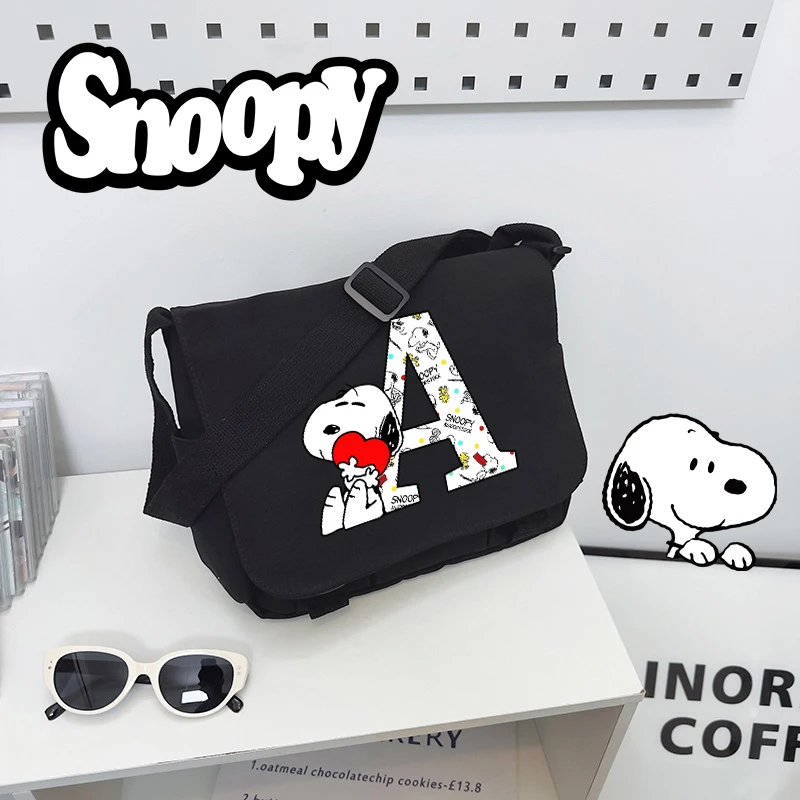 Snoopy Shoulder Bag Letter Fashion Cartoon Large Capacity  Versatile Canvas Women Crossbody Bags Solid Color Flip Casual Handbag