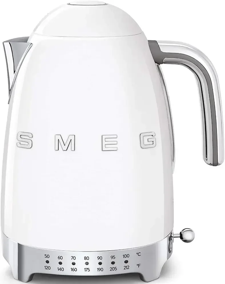 50's Retro 7 Cup Stainless Steel Variable Temperature Electric Kettle with 7 Temperature Settings, Led Display, Swivel Base