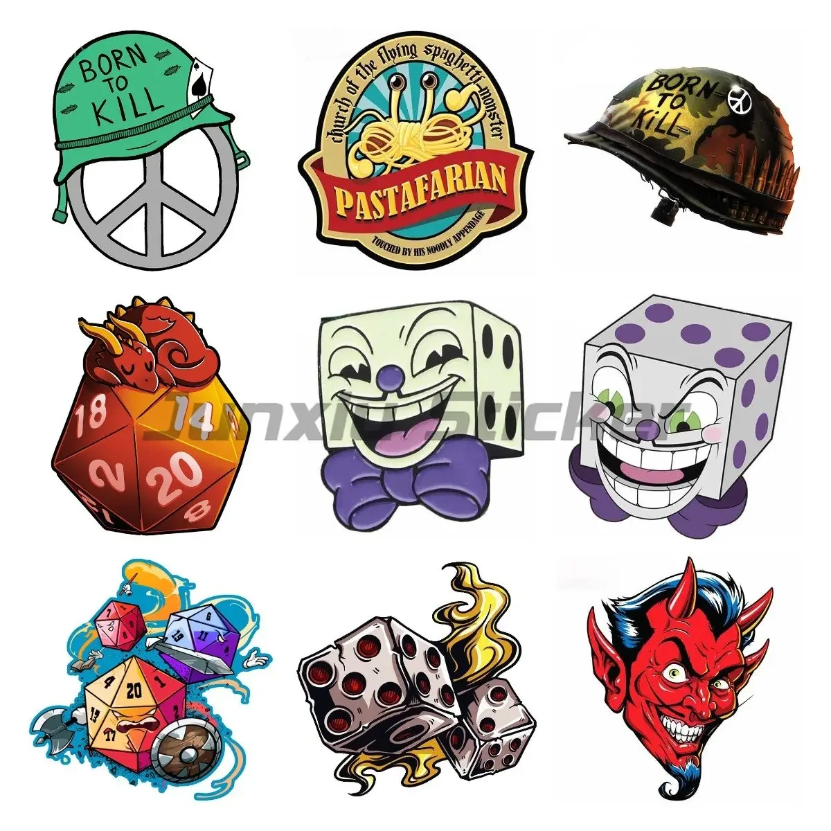 

Cuphead King Dice Head Monster Pastafarian Truck Decal Vinyl Material Fashion Car Stickers Suitable for VAN RV SUV Car