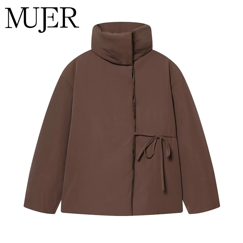 MUJER 2026 Steppjacke Frauen Warme Winter frauen Mäntel Outer Kurze Gepolsterte Jacke Frau Hoher Kragen Mantel Weibliche