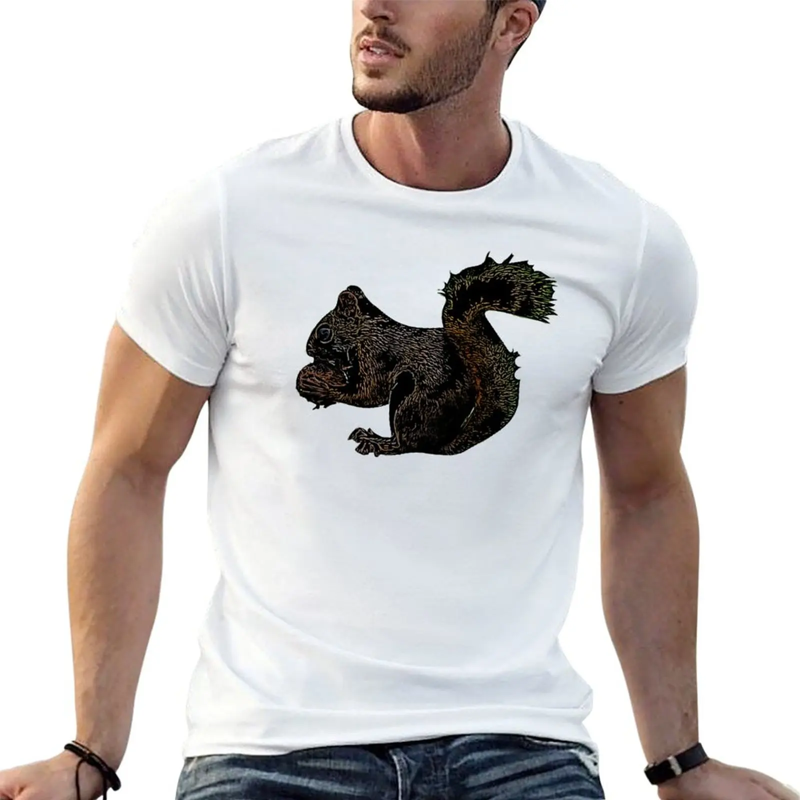 

man T-Shirt Eating Squirrel Black shirt essential shirts t graphic Nut t