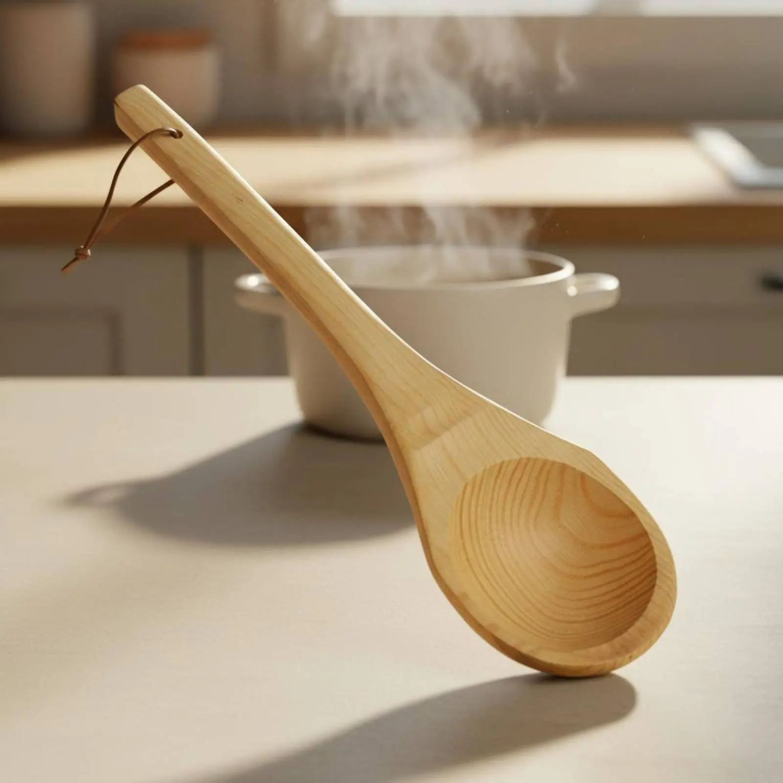 Sauna Ladle Wood Long Handle Sauna Spoon Heat-Resistant Wooden Water Ladle for Bathhouse, Steam Bath, Spa Spruce