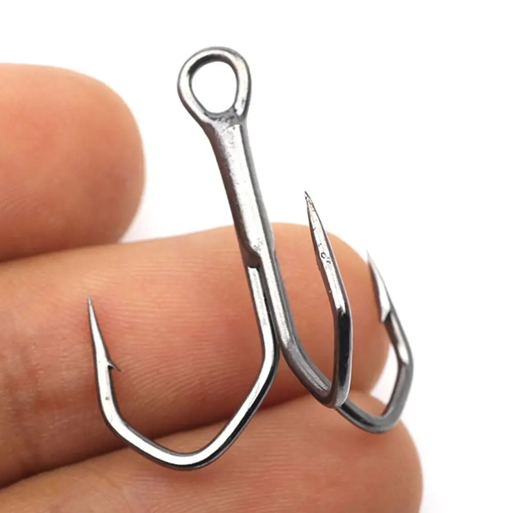 10Pcs  New anti-rust  Ahite Nickel  Super Sharp Fishhooks Treble Fishing Hooks  High Carbon Steel Matte Tin Hooks Fishing Tackle