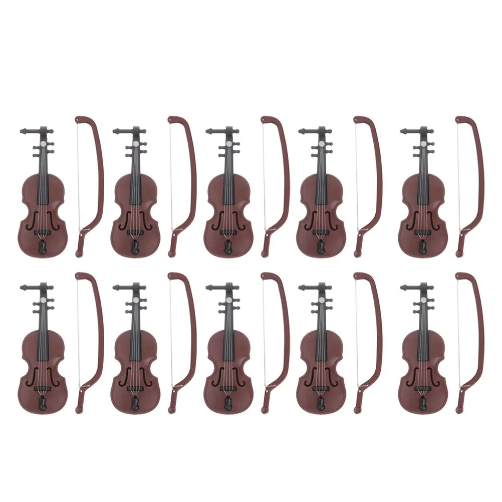 10Sets Mini Viool Desktop Versieringen Realistische Simulatie Viool Ornament voor Thuis Foto Prop Decor Instrumenten Model