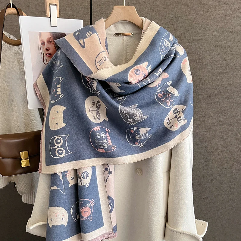 Luxury Winter Scarf Women Cashmere Warm Pashmina Brand Foulard Female Shawls Wraps Thick Soft Bufanda Poncho Scarves Stole 2024