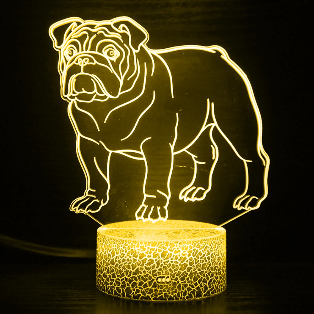 Nighdn Bulldog Lamp LED Dog Night Light for Kids Room Decor 7 Color Changing Acrylic USB Bedside Lamp Christmas Birthday Gift