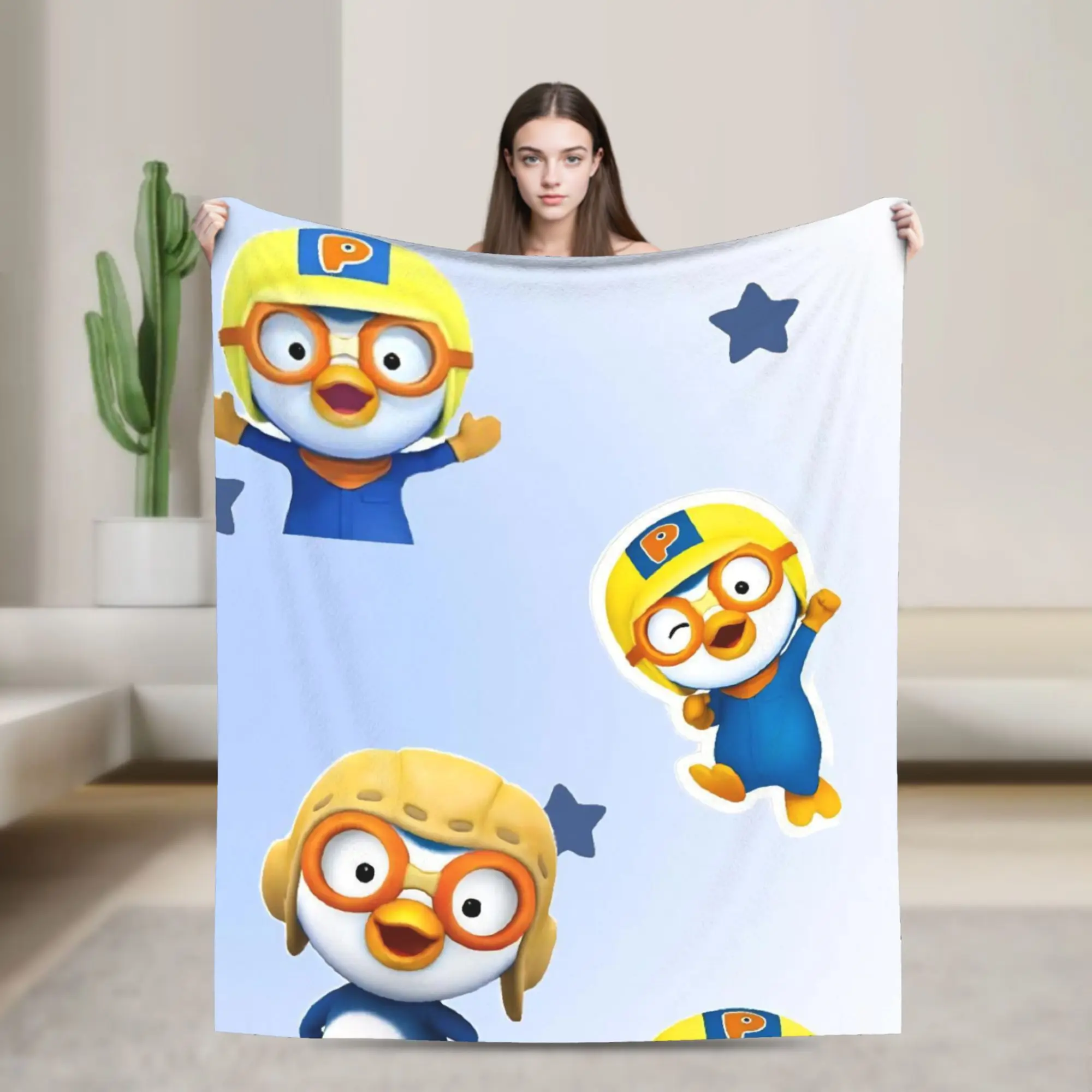 Pororos Velvet Throw Blankets Blanket for Home Outdoor Super Soft Bed Rug,