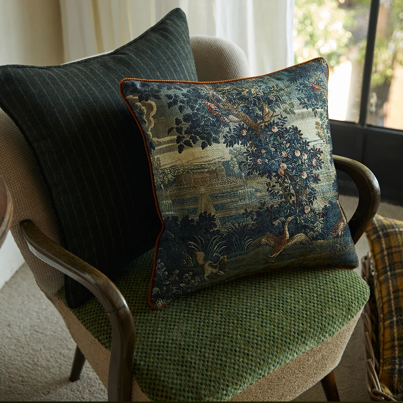 British Retro Pillows Green Orchard Cushion Case Luxury  Decorative Pillow Cover For Sofa Chair Art Living Room Home Decorate