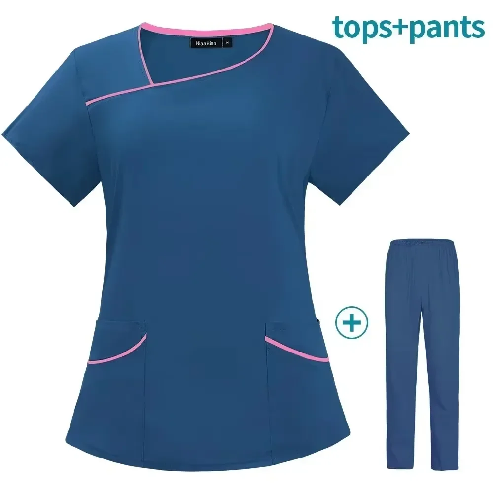 2025 العباءات الطبية متعدد الألوان مستشفى الزي الطبي الجراحي المرأة التجفيف السريع قصيرة الأكمام العباءات الجراحية ممرضة الفم #2