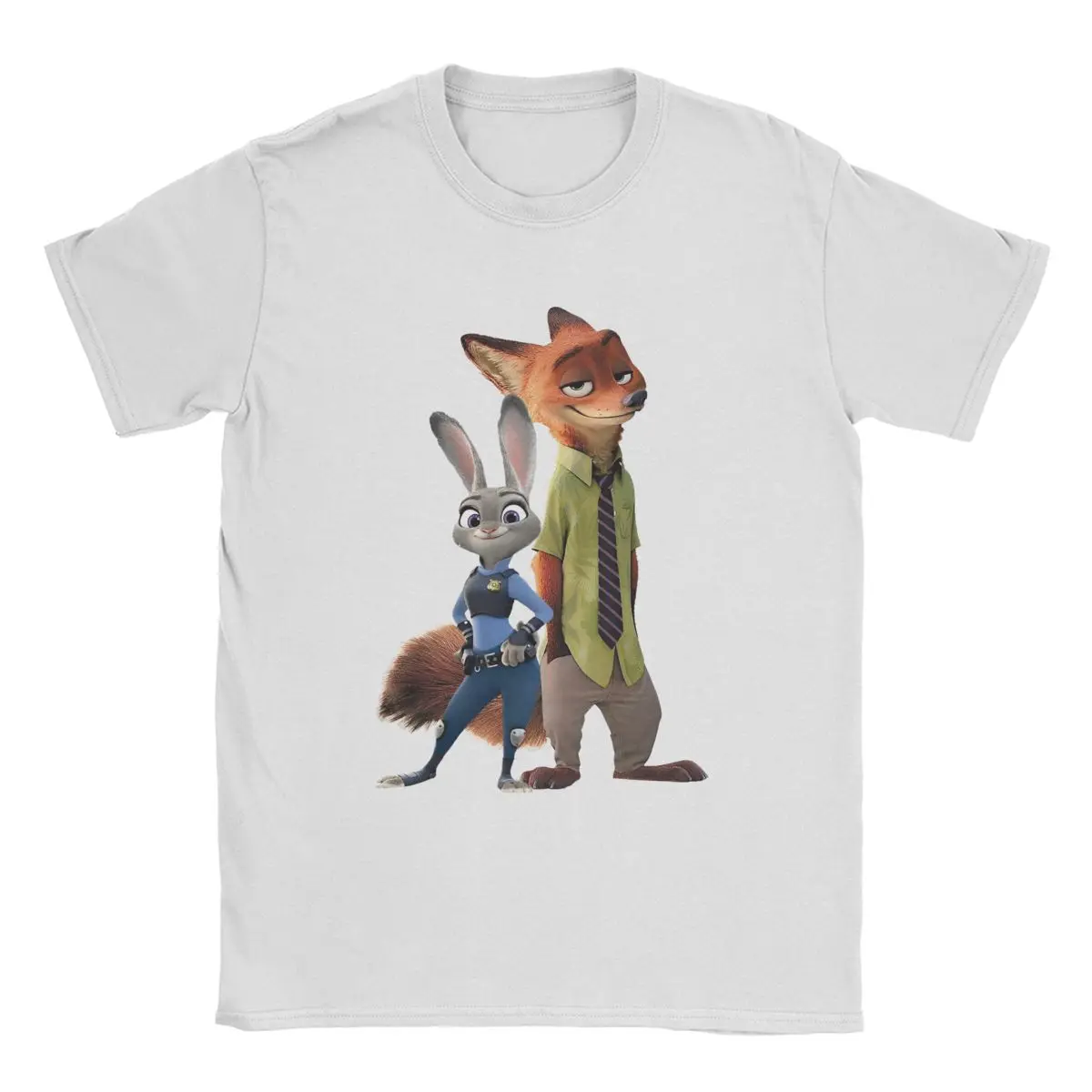 Zootopia Judy And Nick Wilde T-Shirt for Men Cartoon Fashion Cotton Tee Shirt Crew Neck Short Sleeve T Shirt Plus Size Clothes