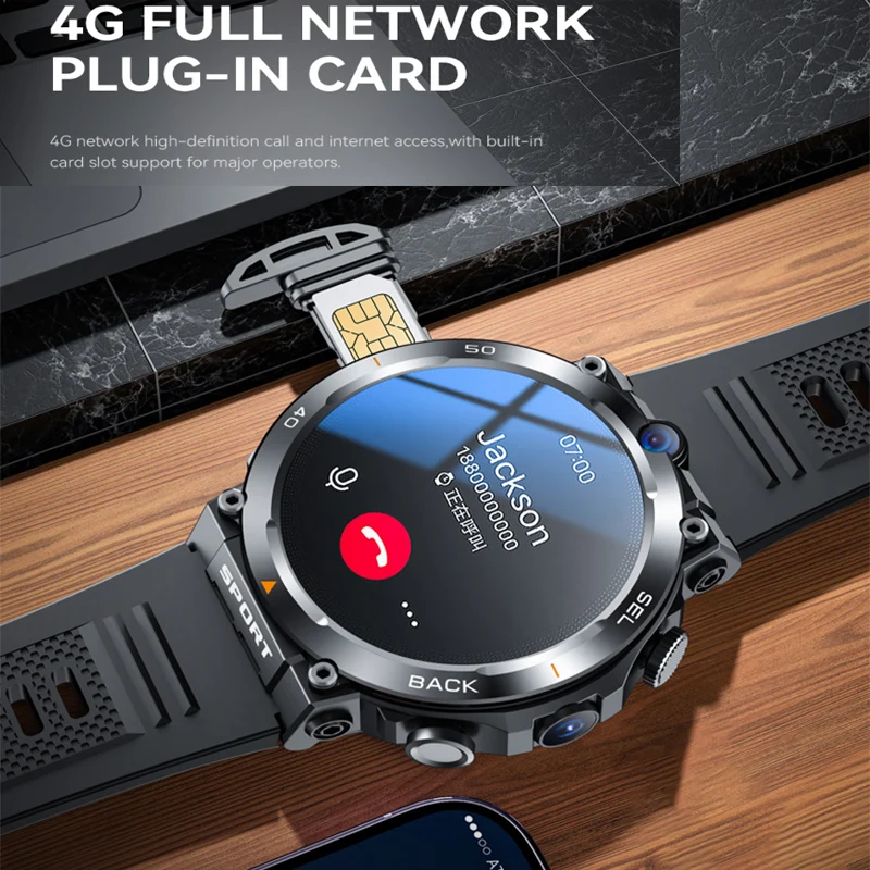 New Google Play 1.39-inch 4G Network SIM Card Smart Watch Dual Camera GPS WIFI Rugged 16GB-ROM IP67 Android Men Women Smartwatch view 3