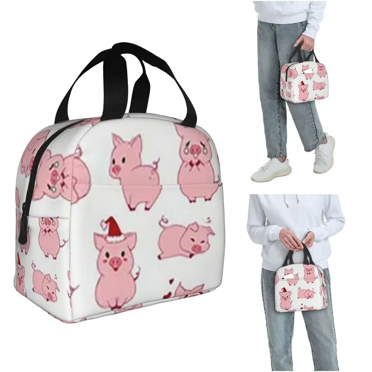 

Cute Cartoon Pink Pigs Insulated Lunch Bag for Women Office Cooler Thermal Food Box Tote Leakproof Lunch Boxes Container