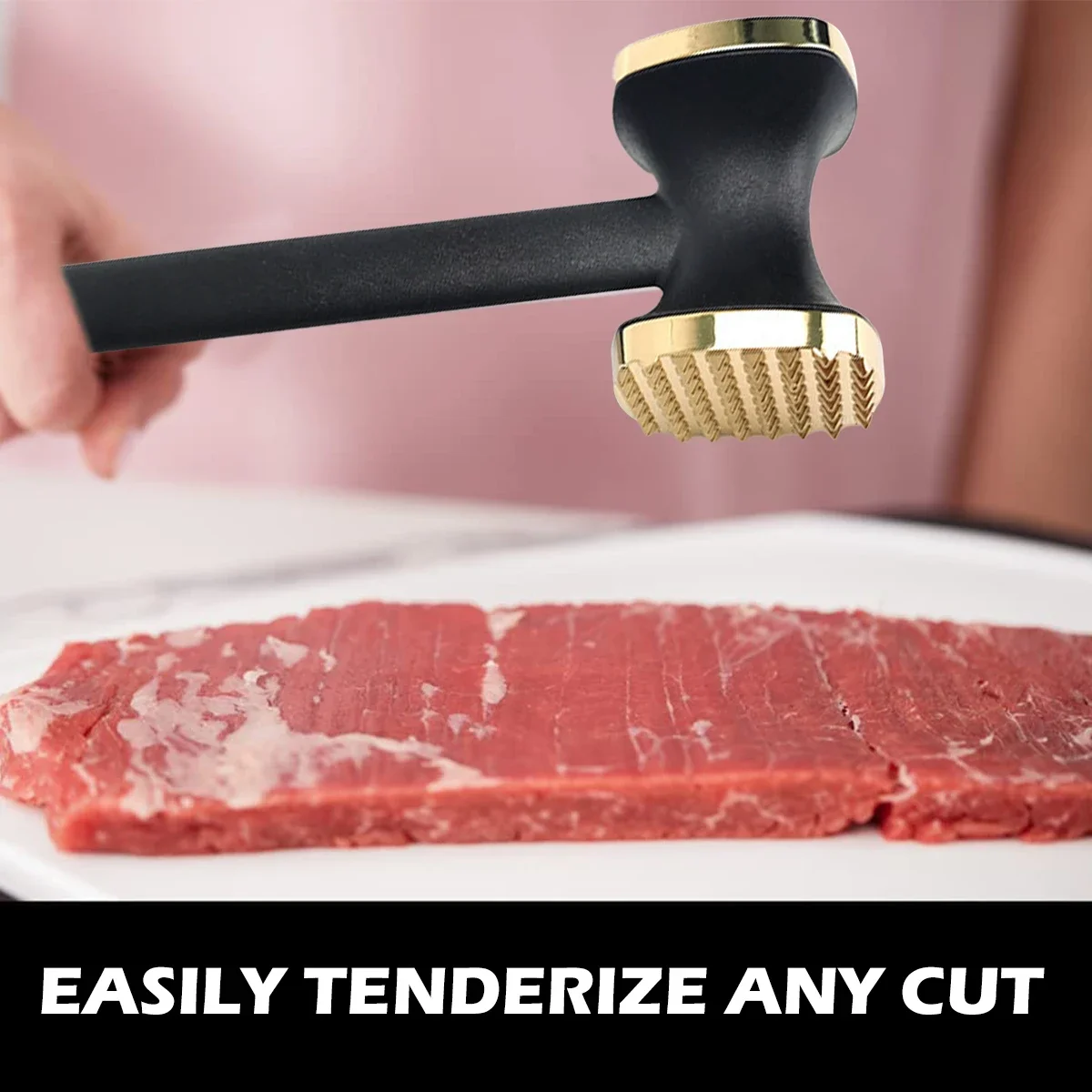 Steak Hammer Mallet Double-Sided Zinc Alloy Meat Tenderizer Food-Grade Meat Pounder Maximizes Food Flavor Meat Hammer