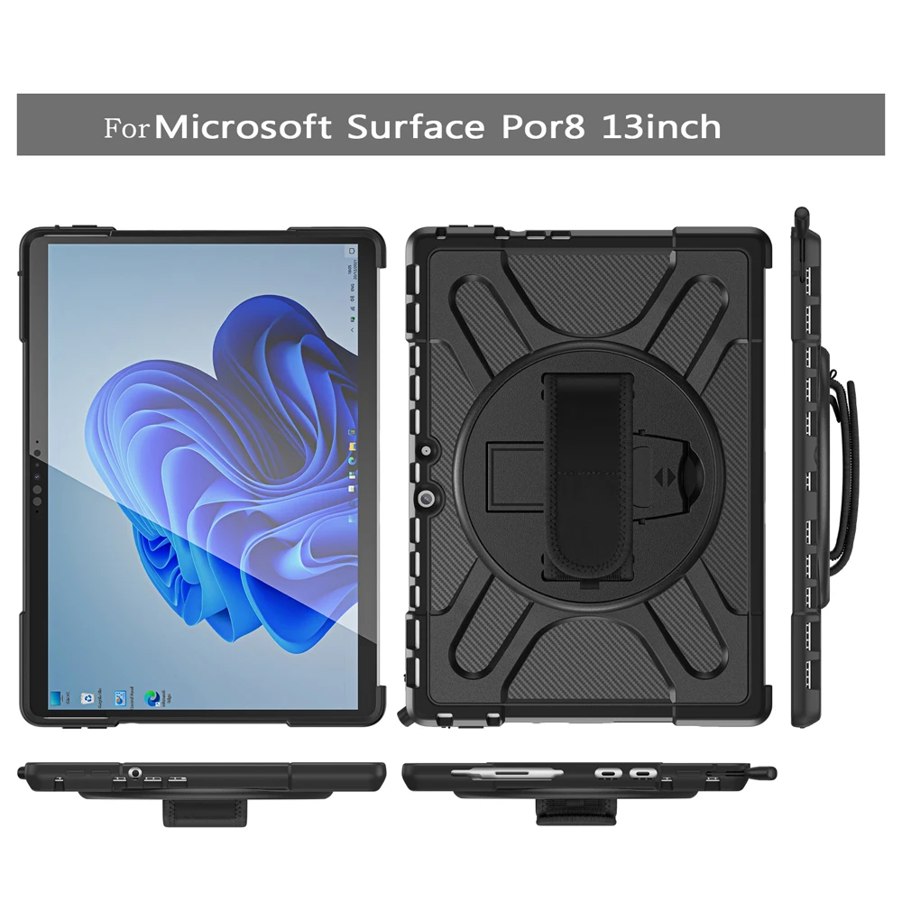 

13'' Surface Pro 8 Tablet Cases for Microsoft Surface Pro 8 Pro8 Case Cover Shockproof TPU Silicone Rotate PC Stand Coque Shell