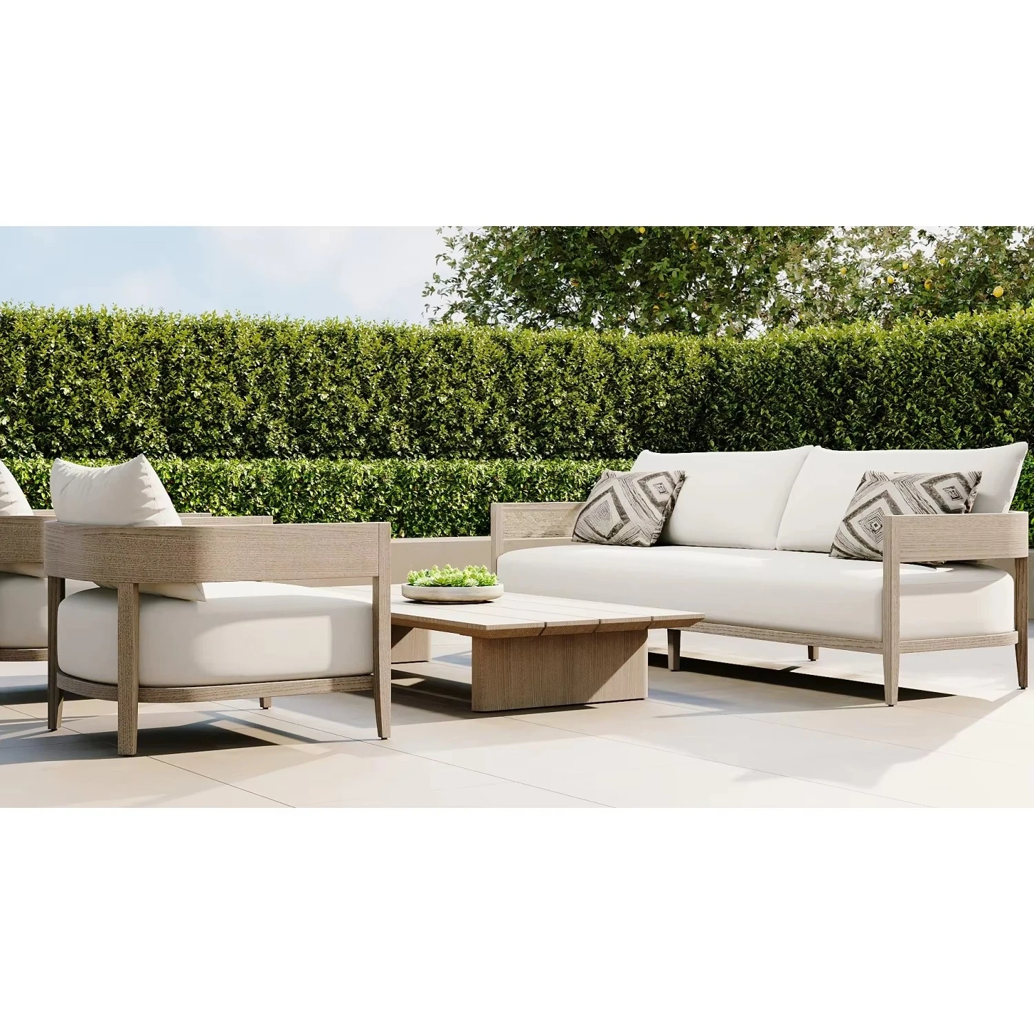 Nordic Style Hot Sale High Quality Sunscreen Patio Furniture Sets Luxurious Outdoor Garden Teak Sofa Set