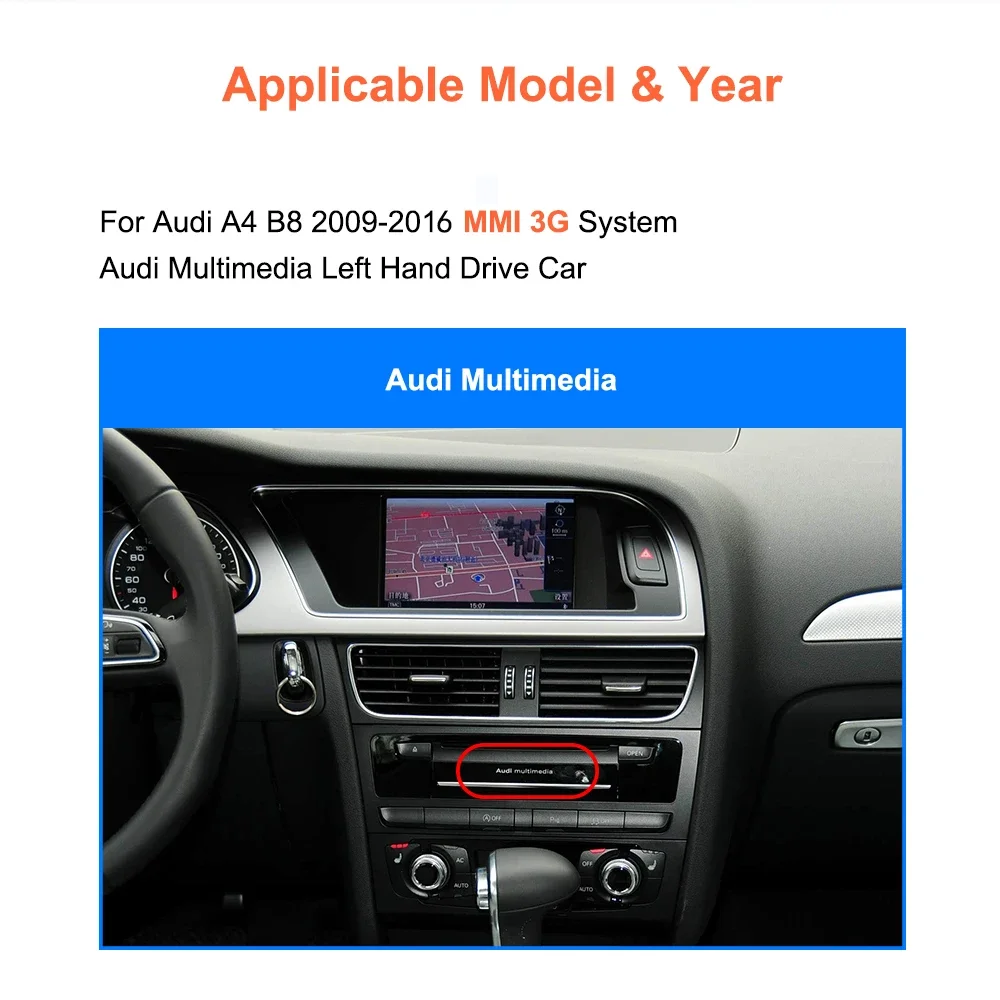 BONROAD 8,8 Zoll Wireless Carplay Android Auto Multimedia Player Autoradio für Audi A4 B8 2009-2016 GPS BT Stereo – Detail 2