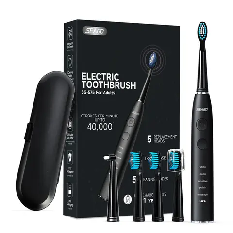 Waterproof Sonic Electric Toothbrush with 5 Heads seago