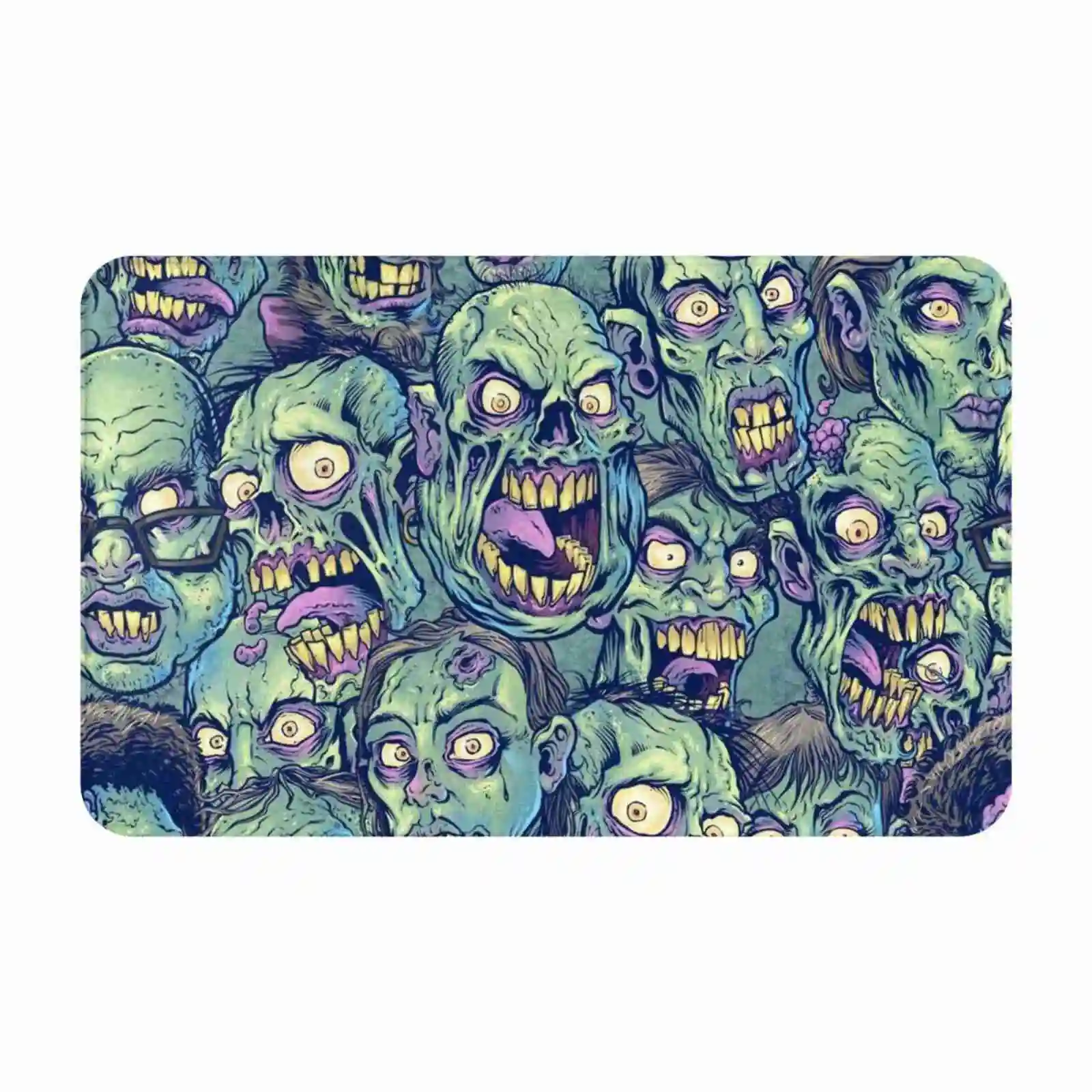 Zombie Repeatable Pattern Soft Cushion Car Home Carpet Door Mat Licensing Zombie Pattern Angry Cartoon Evil Green Brian Allen