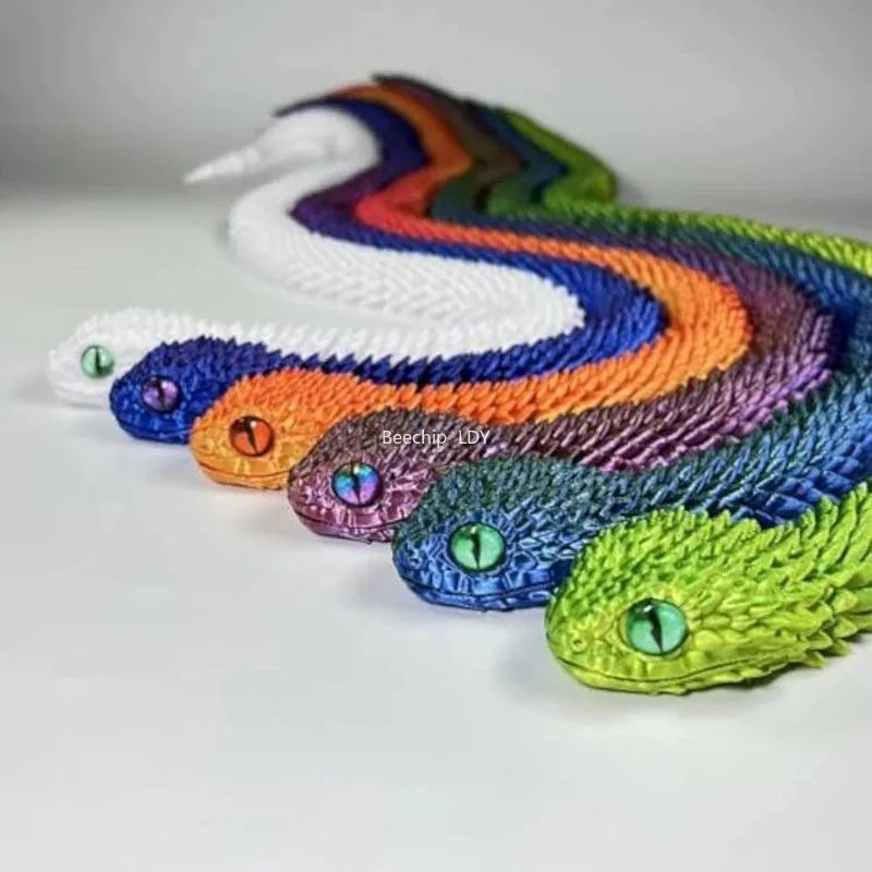 2026 Neue 3D-gedruckte realistische Schlangenstatue mit beweglichen Gelenken, Fidget-Simulationsschlange, Schreibtisch-Deko, Tiermodell, Geschenk – Detail 3
