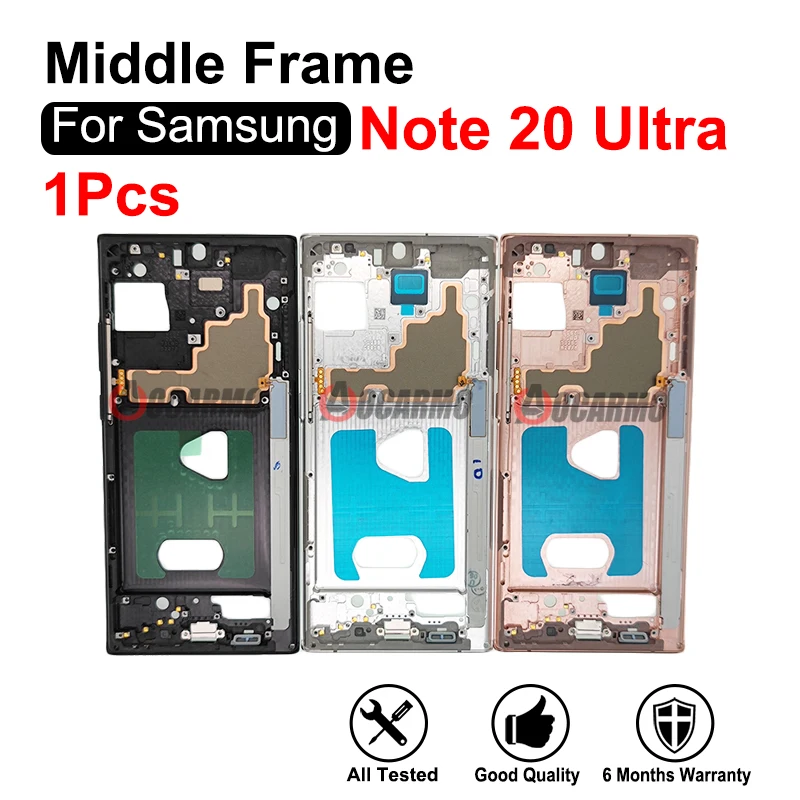 For Samsung Galaxy Note 20 Ultra N9860 Note20U Middle Frame With Power Volume Buttons Side Keys  Replacement Parts