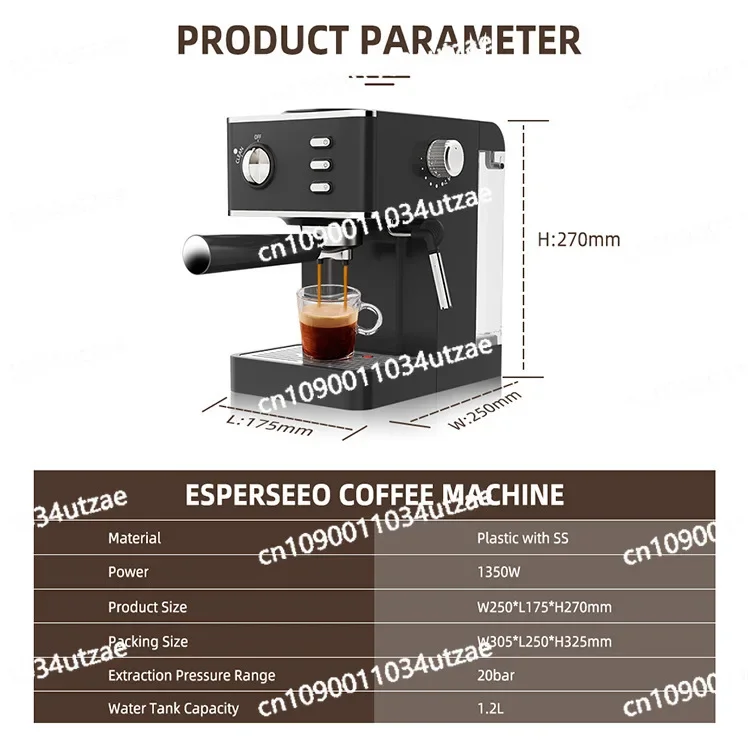 Coffee Machine Household Semi-automatic Pressure Small Milk Frother Machine European and American Steam Cross-border Office