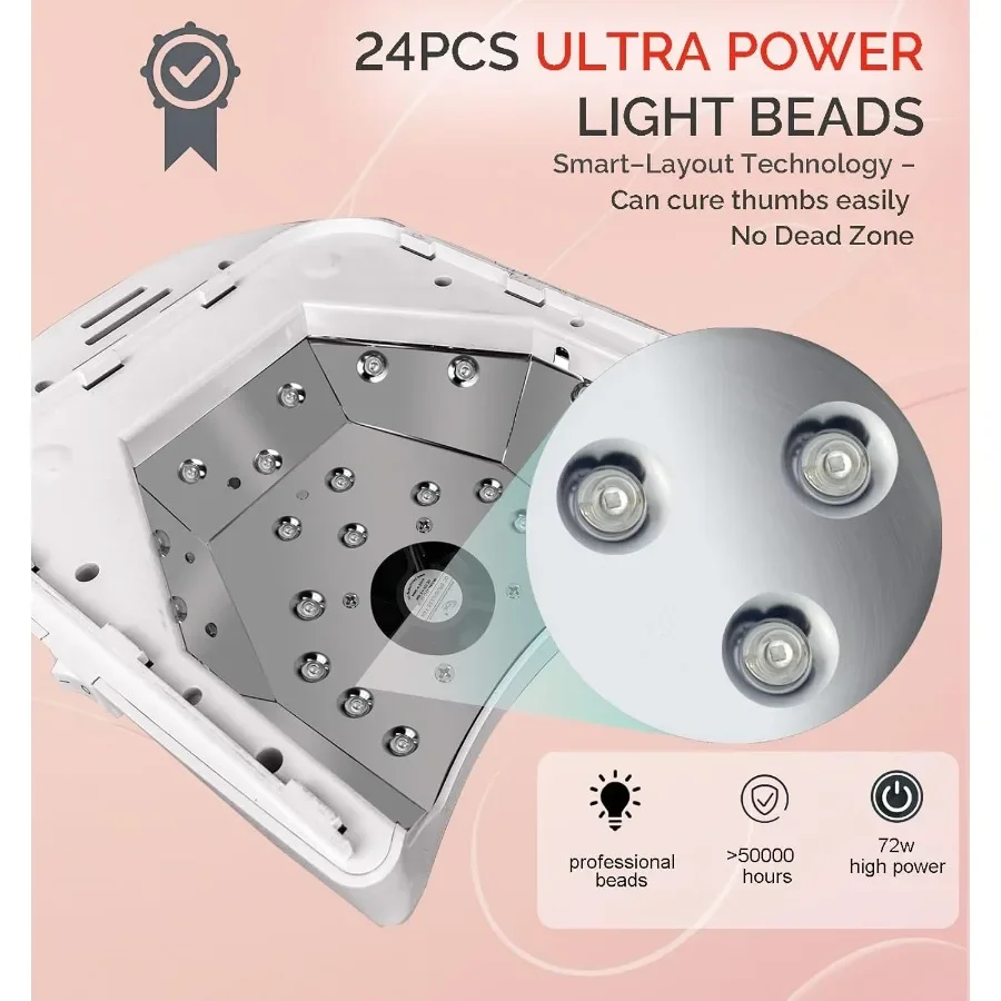 Bezprzewodowa lampa UV LED do paznokci, profesjonalna lampa UV do paznokci żelowych, suszarka do paznokci do żelu akrylowego, lampa do podkręcania do salonu kosmetycznego, biała