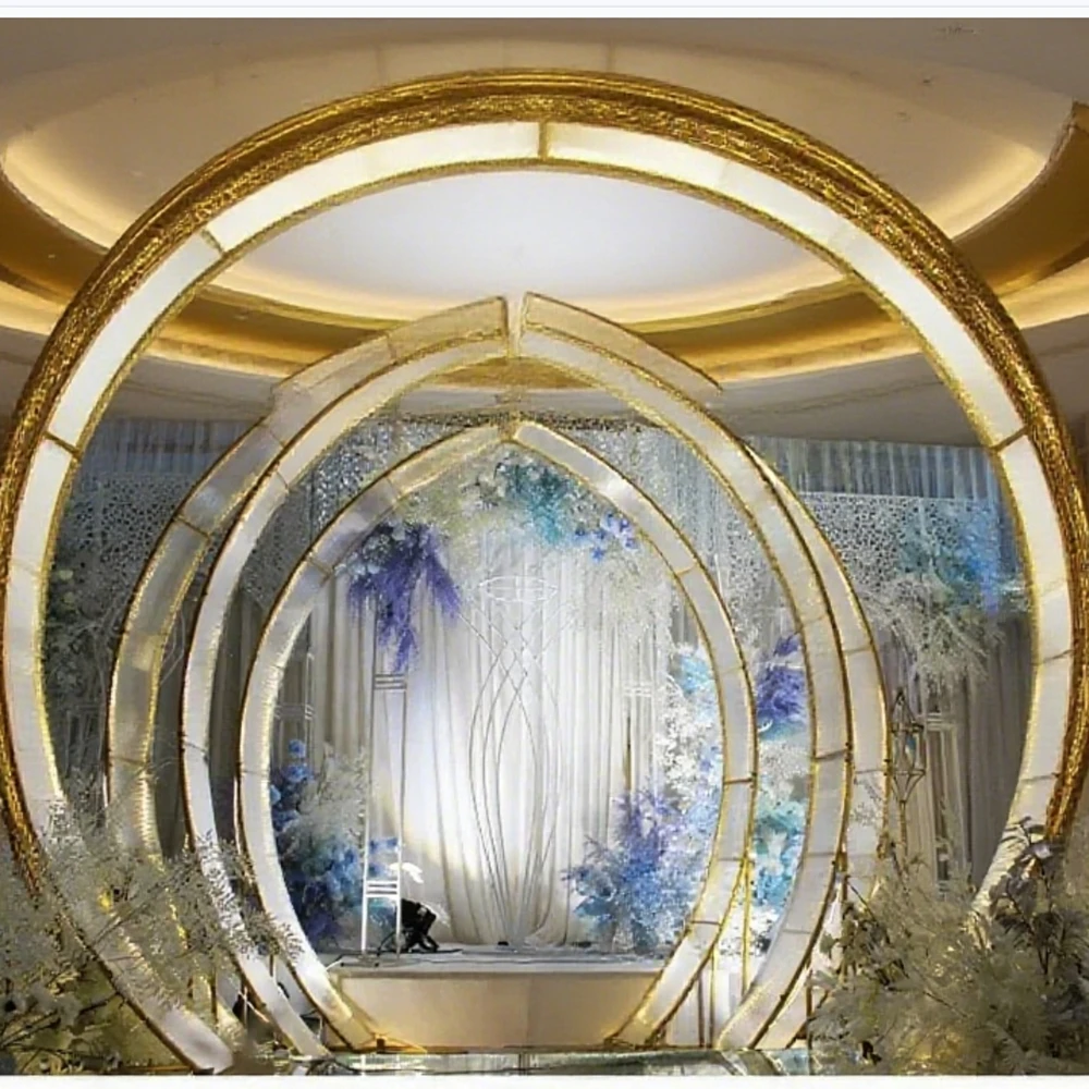 Wedding Supplies walkway panel flower Stand Home Candlestick Metal Gold background Centerpiece Walkway Pillar for Wedding Stage