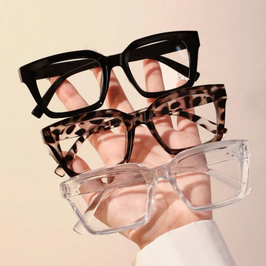 2/3 PCS Women\'s Square Frame Transparent Glasses fashion Sunglasses Daily Holiday Decoration Glasses