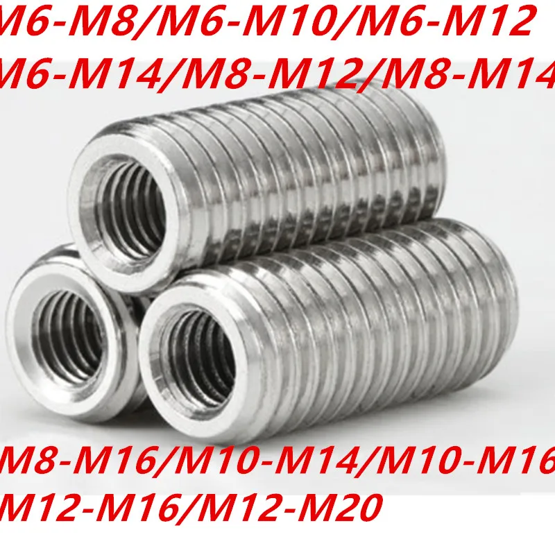 M6/M8M10-M20stainless steel 304 inside outside thread Adapter screw wire thread insert sleeve Conversion Nut Coupler Convey 1216