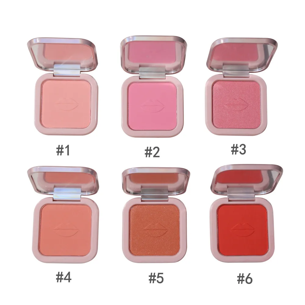 Wholesale No Logo 6 Colors Blush Makeup Private Label Cream Pressed Blush Shimmer Pearl Packaging Natural Long Lasting Pigment