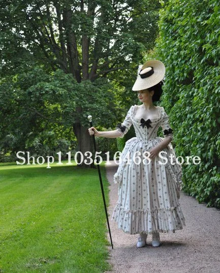 Vintage Victorian Prom Party Dress Elegant Square Neck Half Sleeve Applique A-Line Floor Length Medieval Dress Vestidos De Festa