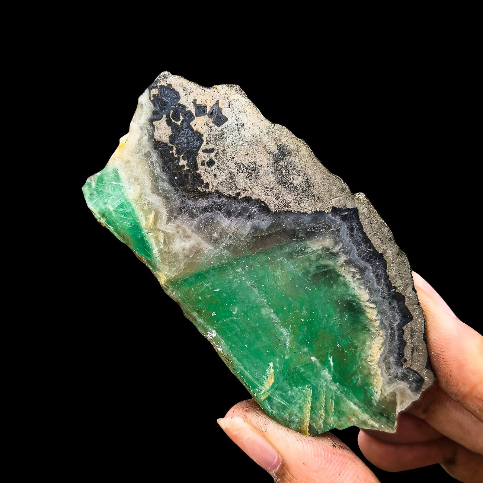 

1PC Natural Green Fluorite & Pyrite Slice - Bohemian Crystal Board, Unique Formation for Home Decor, Jewelry Making,Holiday Gift