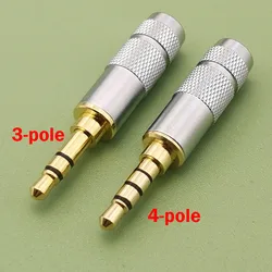 1pc DIY Replacement 3.5mm Stereo 4 Pole or 3 Pole Male Repair Headphones Audio Plug Connector Soldering For Most Earphone Jack