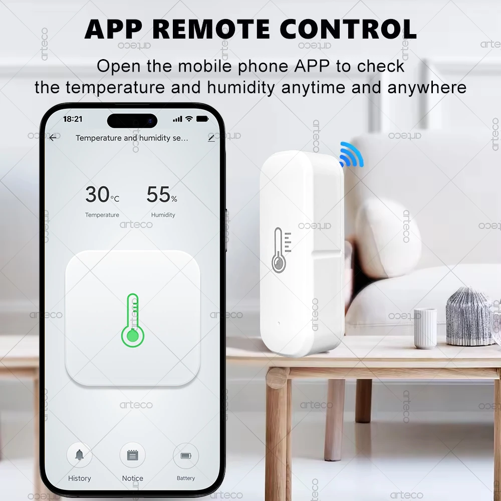 Zigbee Temperature And Humidity Sensor Indoor Thermometer APP Remote Monitor For Smart Home Automation Works With Home Assistant