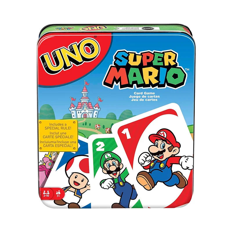 UNO Card Game Super Mario Minecraft Tin Box 2-10 Players for Family Night Tin with Special Rule Christmas Gift Toy