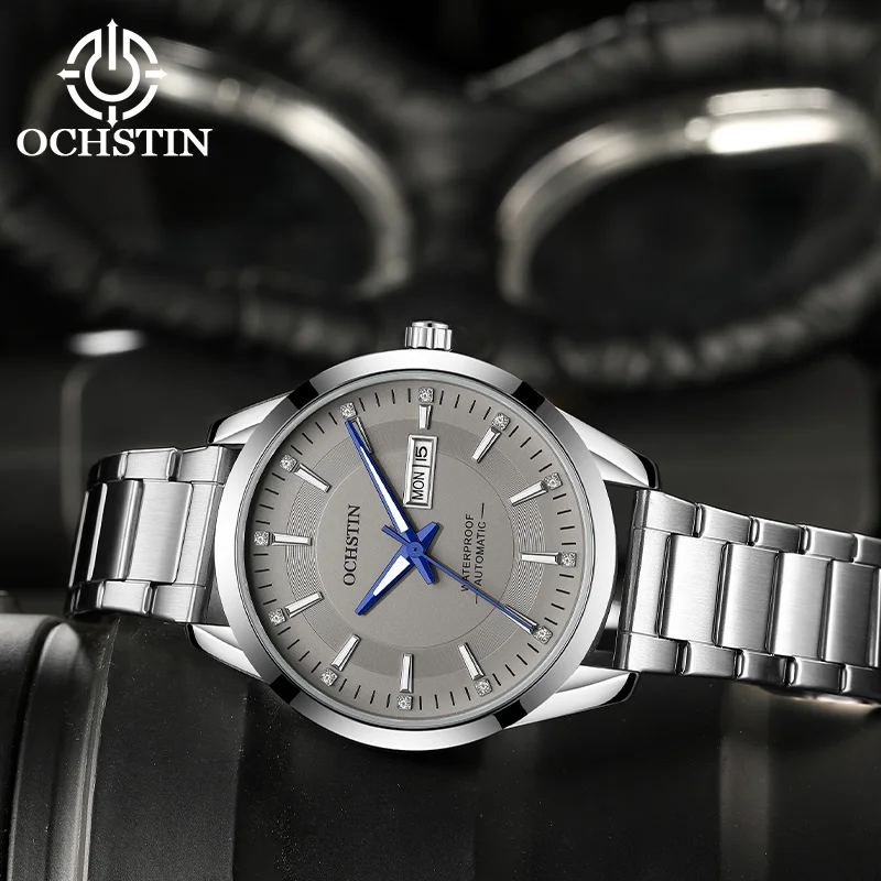 OCHSTIN Daily Commute Men's Luxury Wristwatch Automatic Mechanical Movement Man Solid Stainless Steel Strap Waterproof Clock