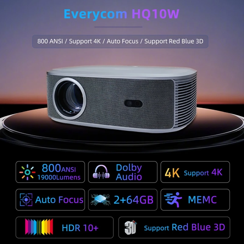 YG691 4K Projector Full HD 1080P 800 ANSI Lumens Android 9.0 WiFi 6 Video Home Theater Projector Auto Focus/Keystone Correction