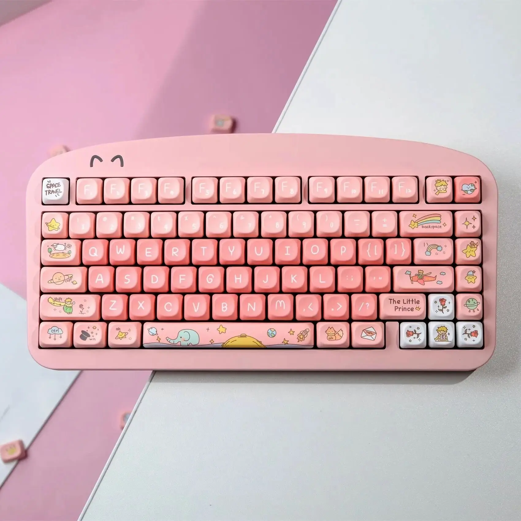 1 Satz rosa blau kleiner Prinz Thema Tasten kappen Moa Profil Tasten kappe pbt Farbstoff Sublimation mechanische Tastatur Zubehör für MX-Schalter