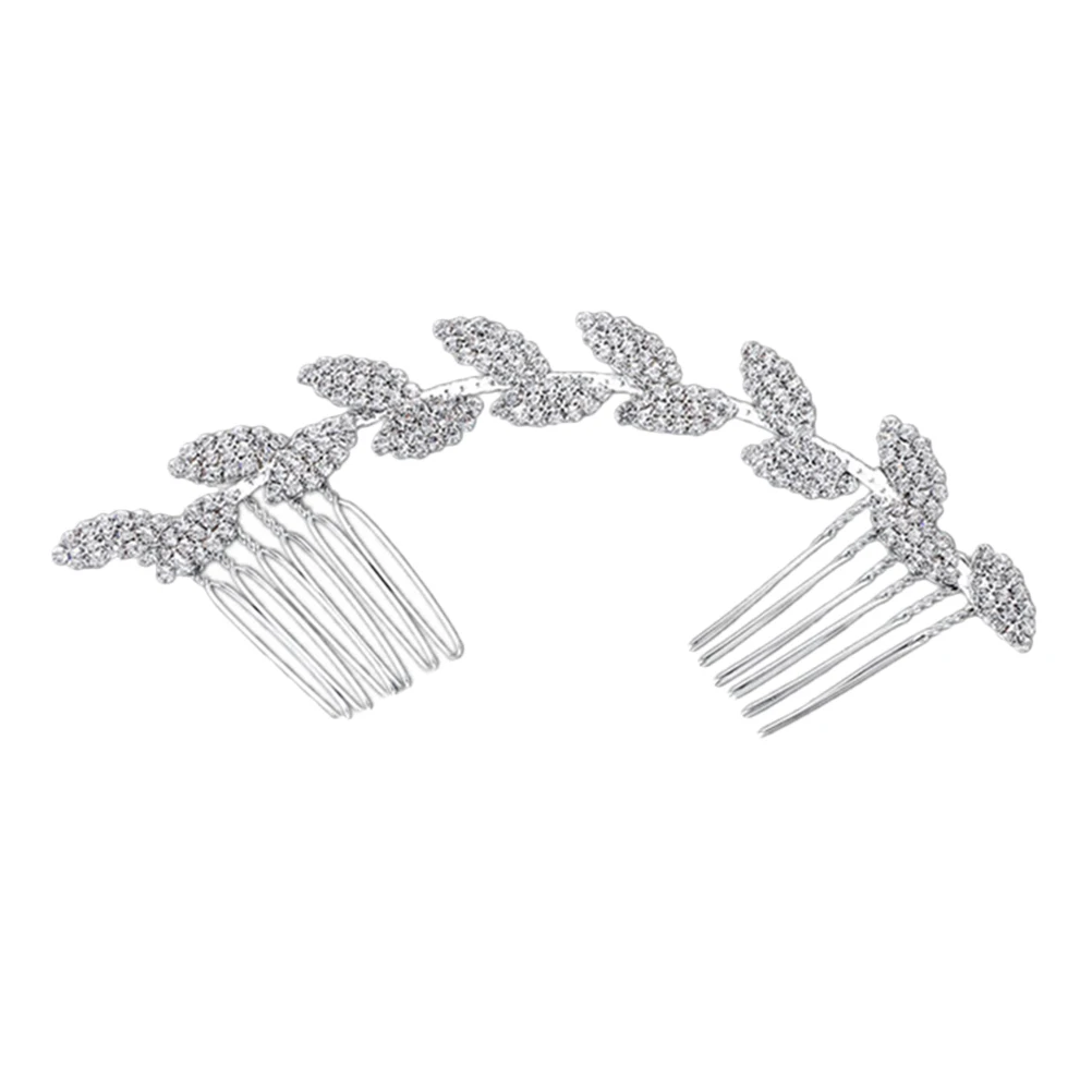 

Zinc Alloy Crystal Hair Comb Bridal Headdress Wedding Accessory Rhinestone Leaves Design Elegant Accessories For Women Party