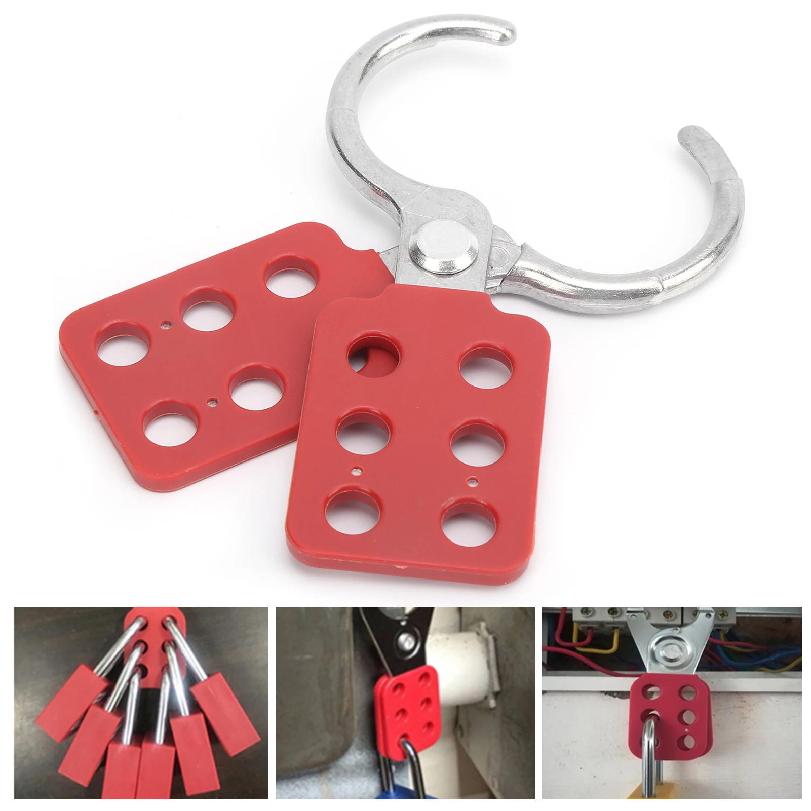 10pcs Lockout Hasp 38mm/1.5in 6 Holes Aluminium Insulation for Flammable Explosive Places