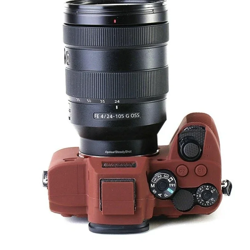 For Sony A7R4 A74 Silicone Case Photography Accessories Anti-drop and shock-proof Camera Protective Case + Free Tempered Film