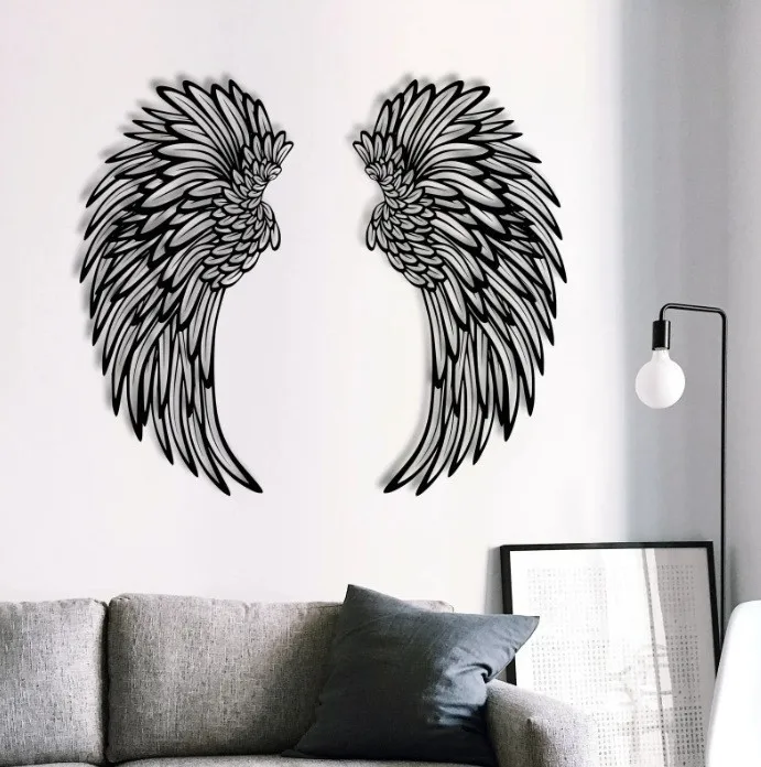 1 paio di ali d'angelo in metallo Wall Art con luci a Led Angel Wing Wall Art Sculpture Angel Feather Wings Photography Art Sculpture