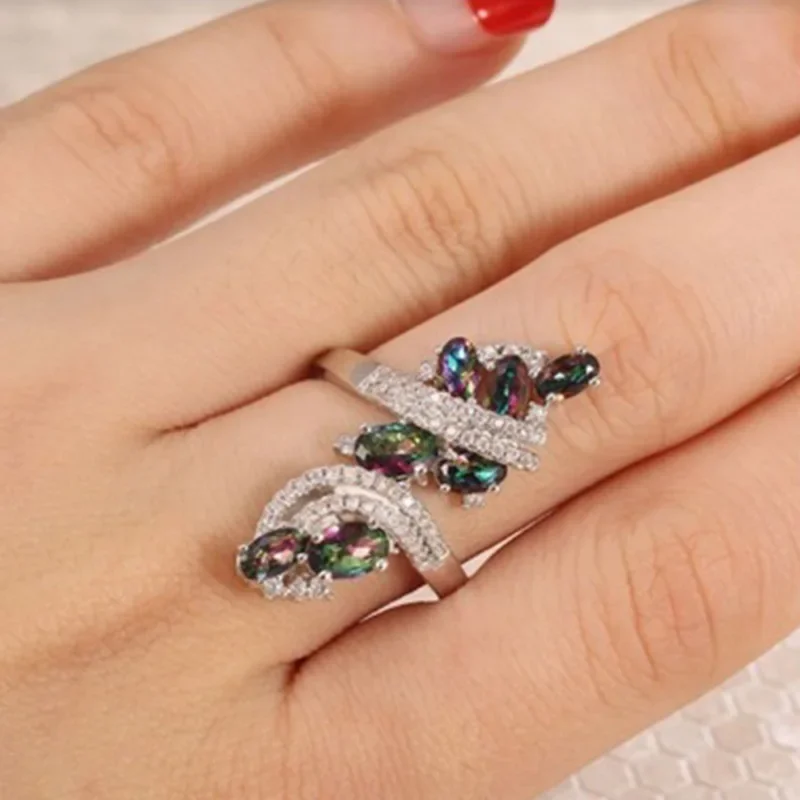 Milangirl Luxury Colorful Zircon Ladies Accessories Rings for Women Wedding Jewelry Luxury  Knot Ring