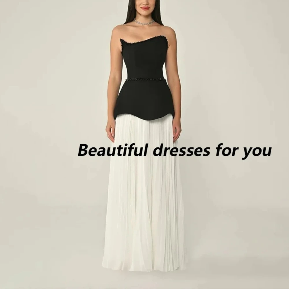 

Elegant Prom Dress Strapless A Line Floor Lnegth Evening Gowns for Women 2025 Sleeveless Formal Party Dresses Customized