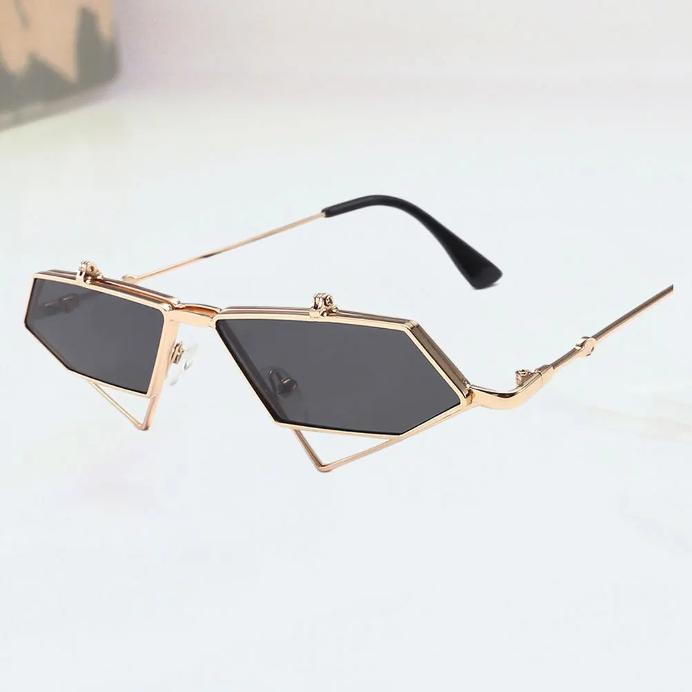 

Fashion Punk Style Eyeglasses Cat Eye Shaped Grey with Gold Frame Lightweight Uv Protection Sunglasses for Outdoor Parties Year
