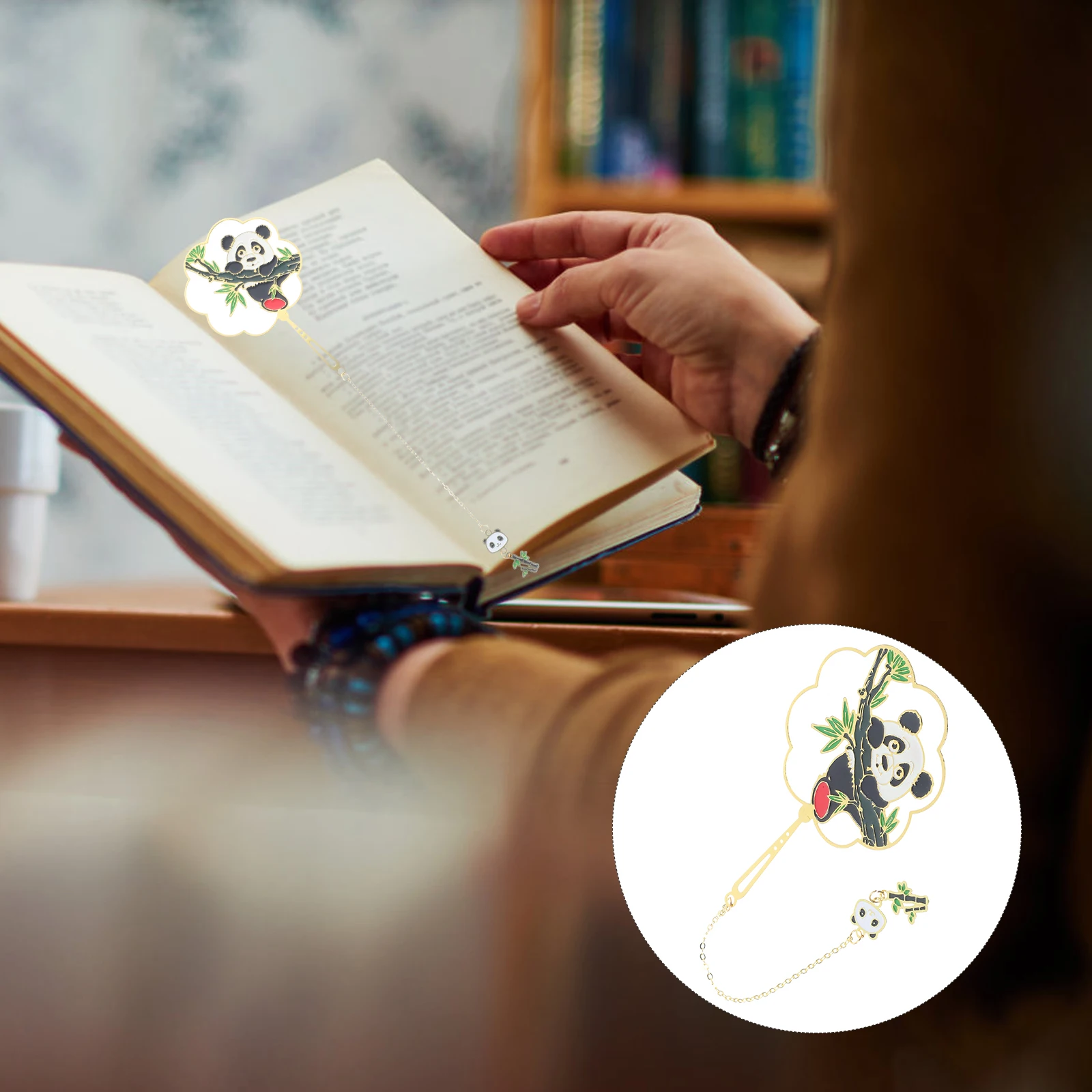 

Painted Metal Bookmark Cute Animal Bookmarks Hanging Page Marker Student Panda Shaped
